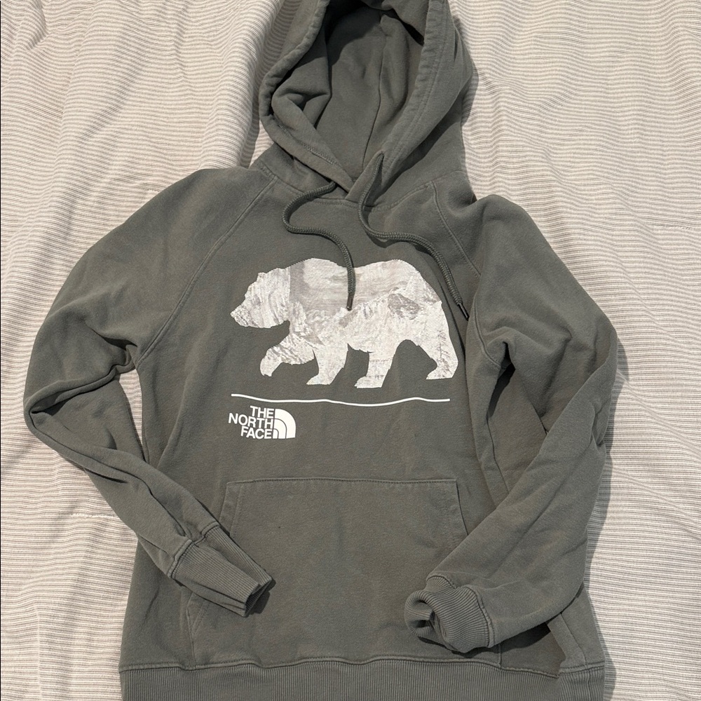 The North Face Olive Hoodie with Bear Design